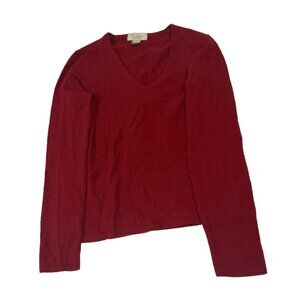 Mainbocher 100% Pure Cashmere V-Neck Sweater Women's Large Red Pullover Soft